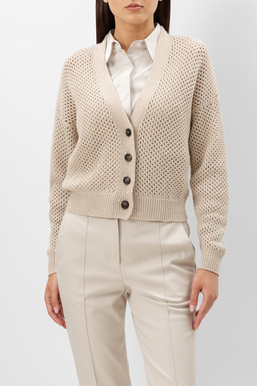 

Кардиган Brunello Cucinelli Модель Dazzling Mesh, Бежевый