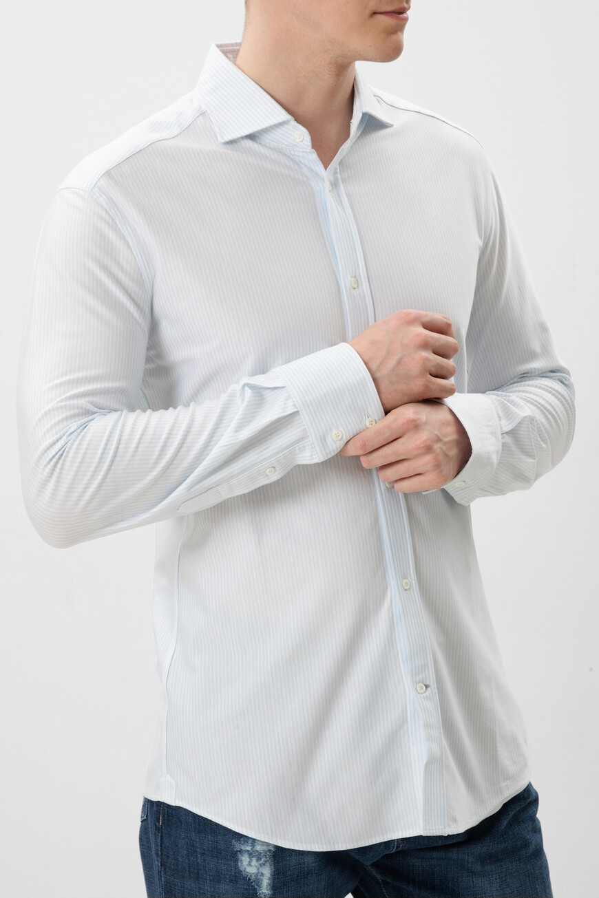 

Рубашка Brunello Cucinelli, Белый/голубой